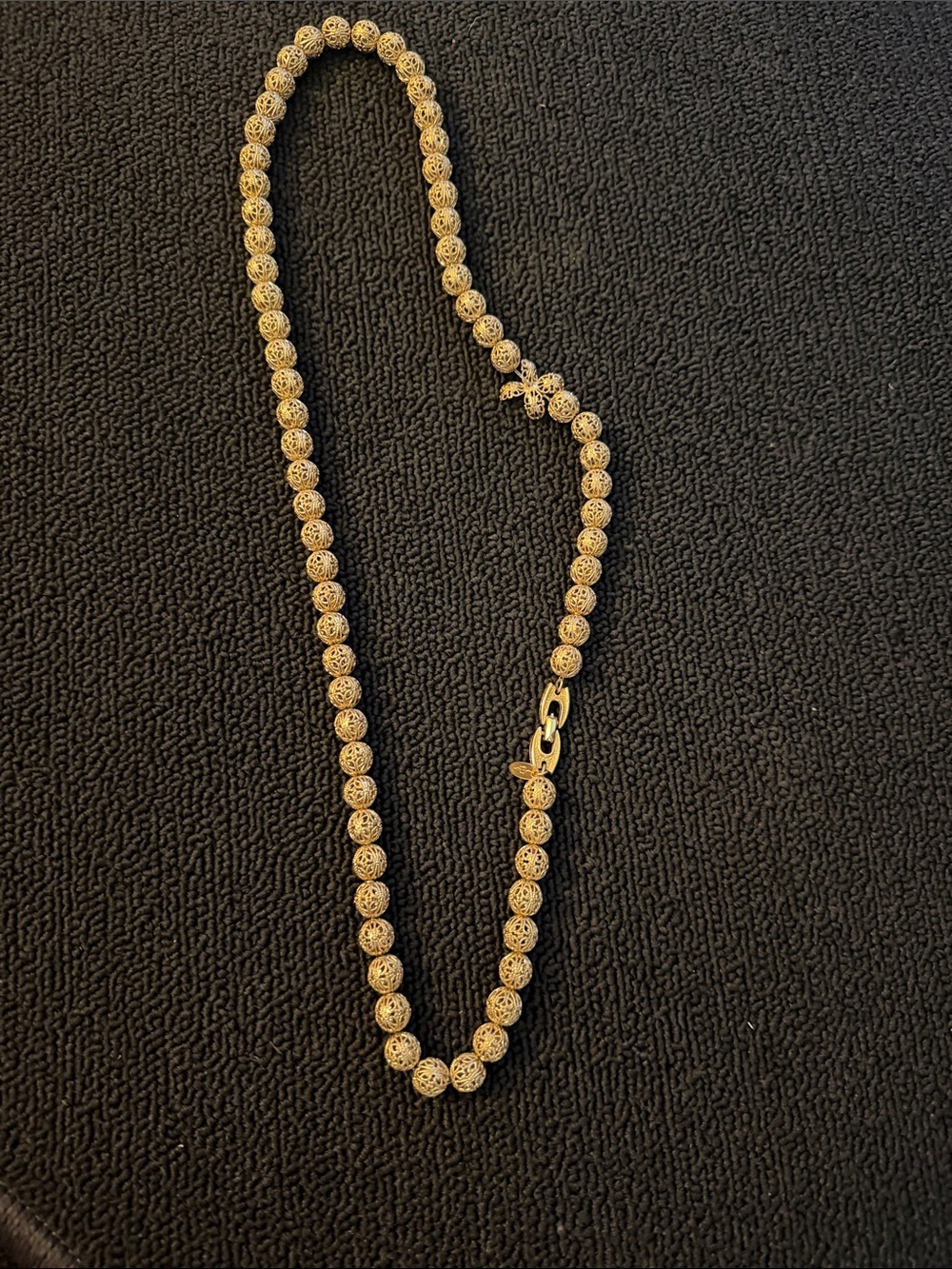 Vendome Delicate Gold Filigree Bead Necklace for Women